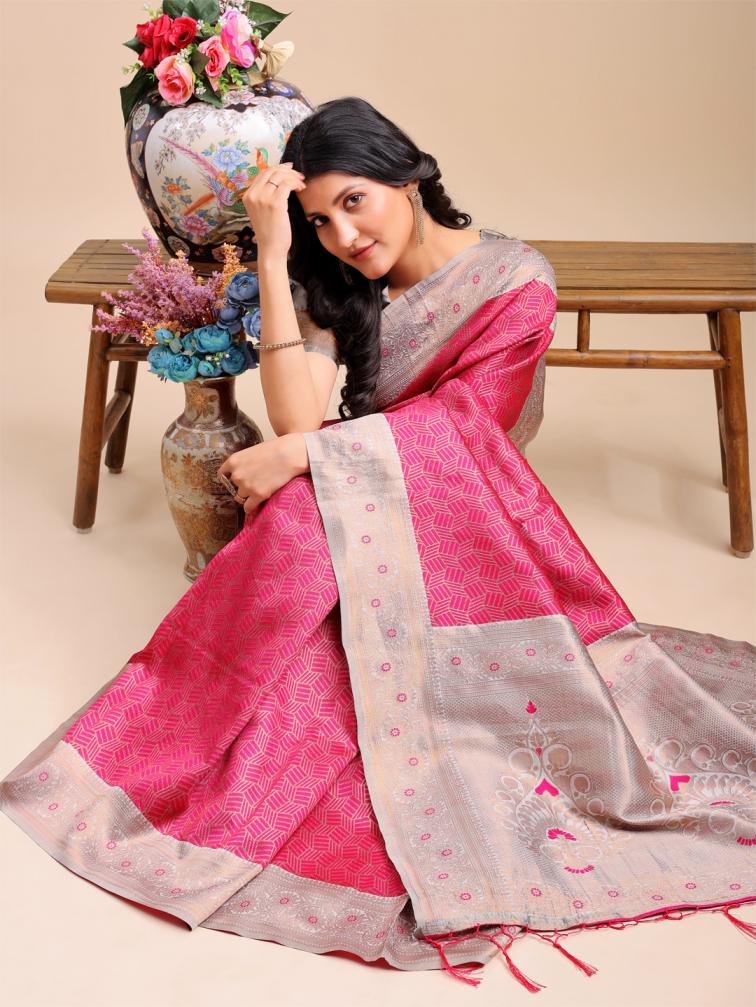 ASTITA MISS INDIA  SILK FABRIC FANCY DESIGNER LICHI SILK FABRIC SAREE WHOLSALE WITH LATKAN