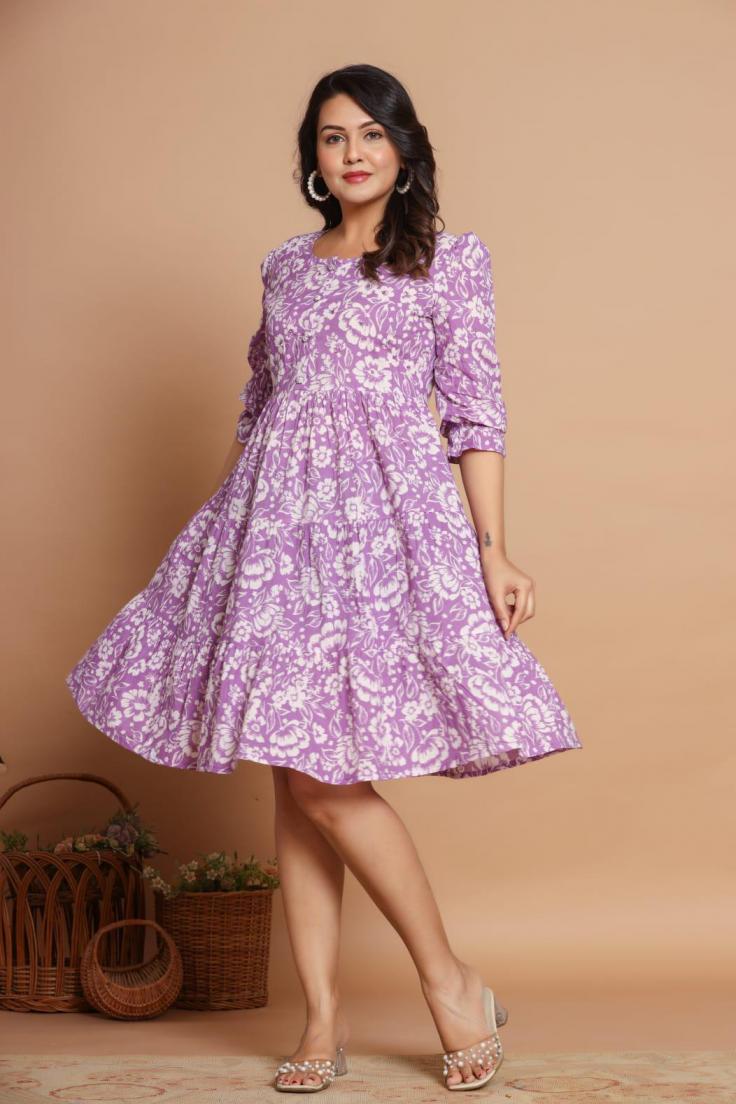 MODERN PATTERN TUNIC READYMADE COTTON STYLISH COMBO WESTERN KURTI 