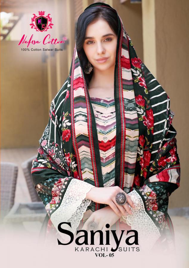 SANIYA VOL 5 BY NAFISA COLOUR ADDITION COTTON KARACHI DRESS MATERIALS 
