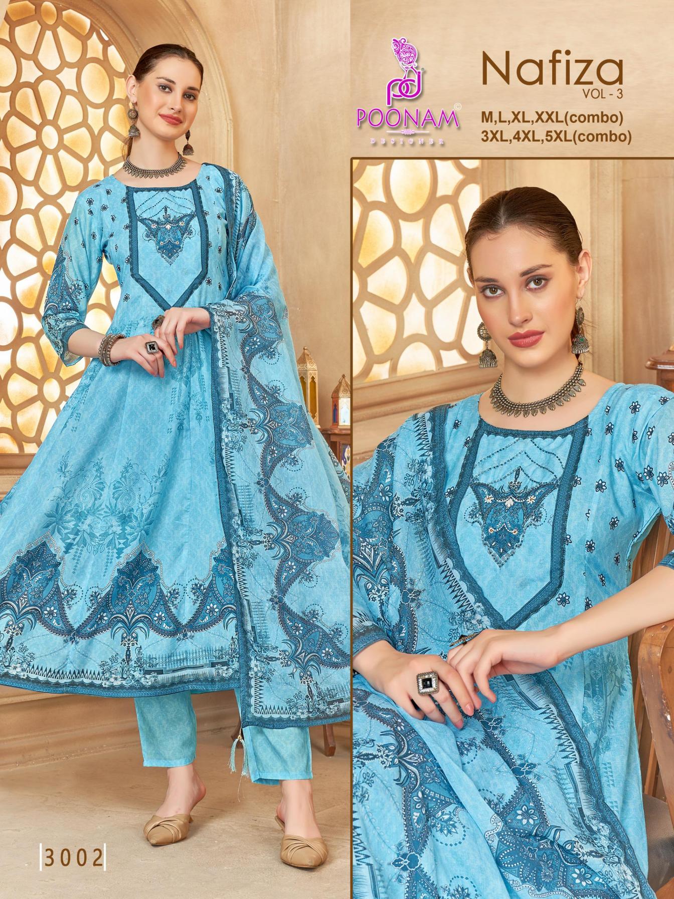 NAFIZA VOL 3 3001-3003 SERIES COMBO ANARKALI DRESS 