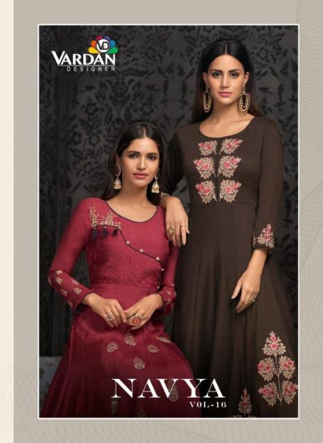  NAVYA VOL-16  by vardan MASLIN  fancy long GOWN embroidery