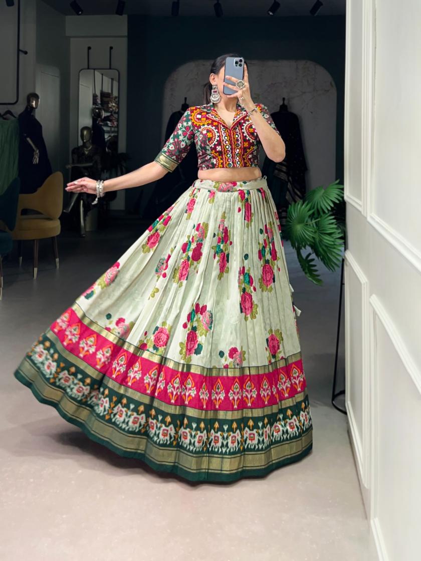 NNK1741 TRADITIONAL TUSSAR SILK PATOLA PRINT READYMADE LEHENGAS 