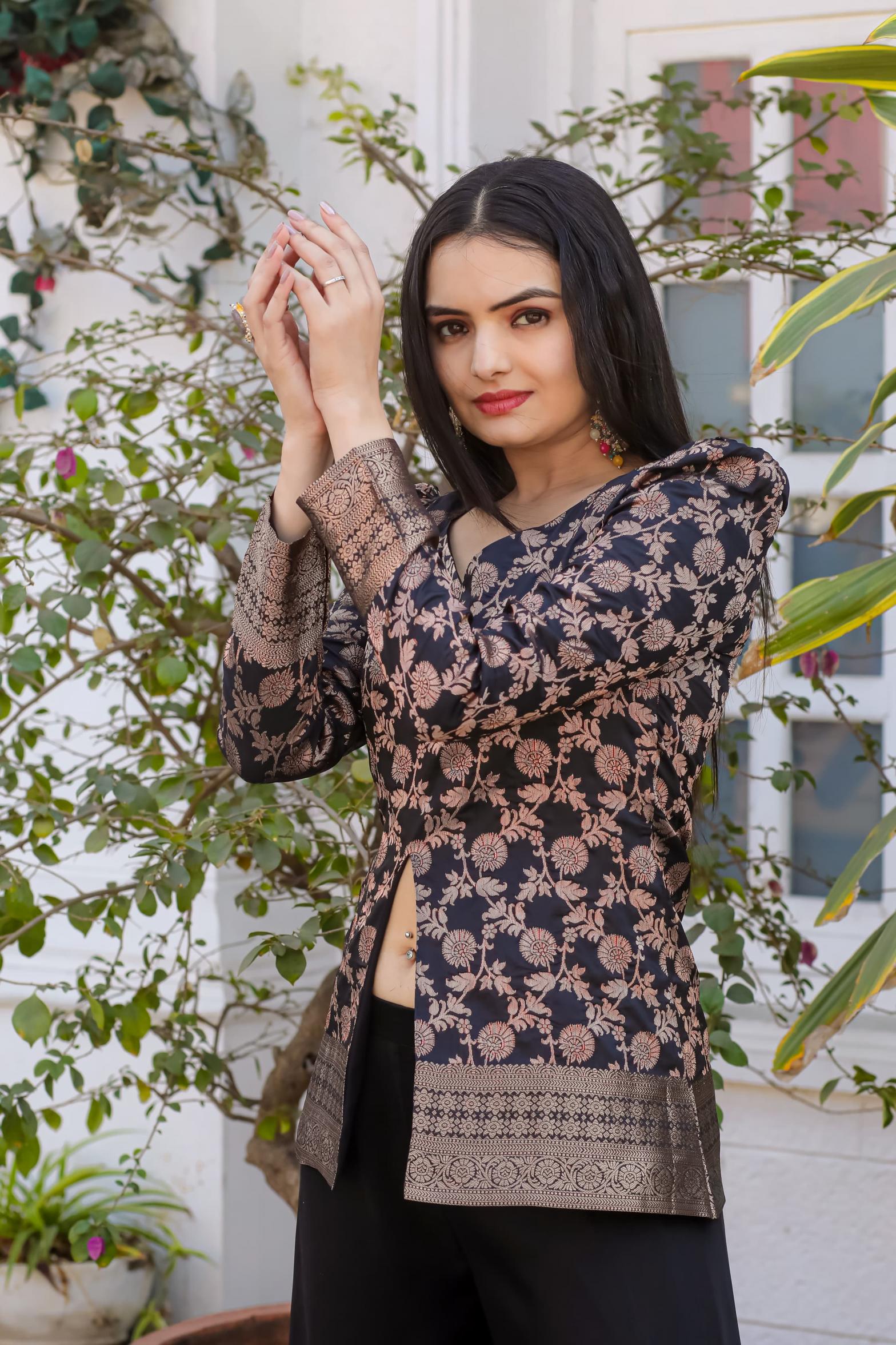 PALAZZO SET SATIN GEORGETTE PRETTY LOOK FULL STITCH COMBO LADIES SUITS 