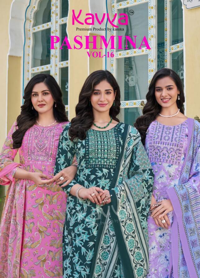 KAVYA PASHMINA VOL 16 FULL STITCH MALAYSIAN COTTON 3PCS DRESS ONLINE 