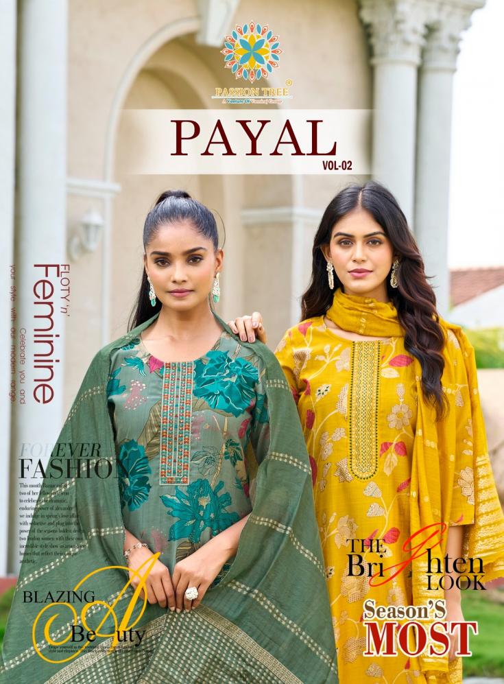 PAYAL VOL 2 BY PASSION TREE VETICAN PRINT FULL STITCH BIG SIZE 3PCS DRESS