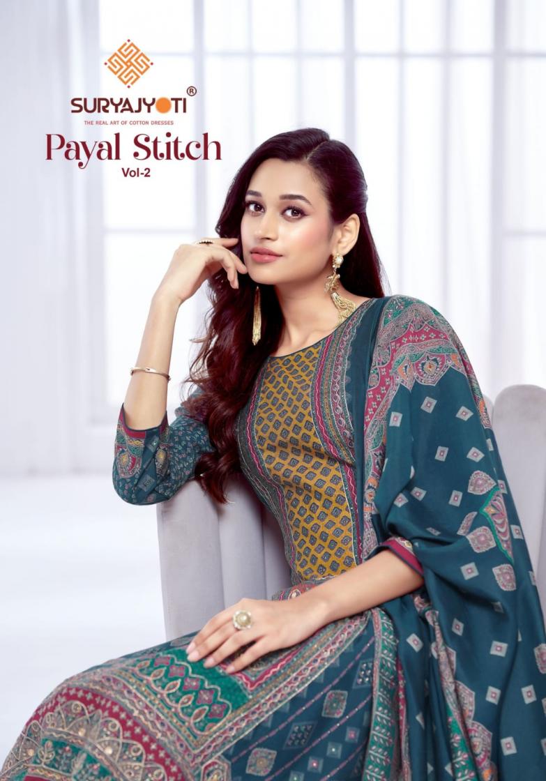 SURYAJYOTI PAYAL STITCH VOL 2 MODAL ELEGANCE FULL STITCH 3PCS DRESS 