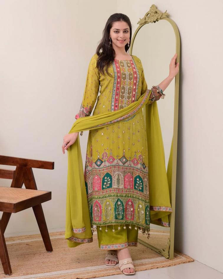 PR 9STAR FASHION RADHA VOL-5 HAVYE MUSLIN COTTON  WITH REAL MIRROR  HANDWORK  FANCY DESIGNER SUITS