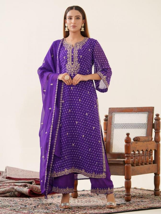 PSYNA HIT DESIGN VISCOSE ORGANZA FULL STITCH 3PCS DRESS