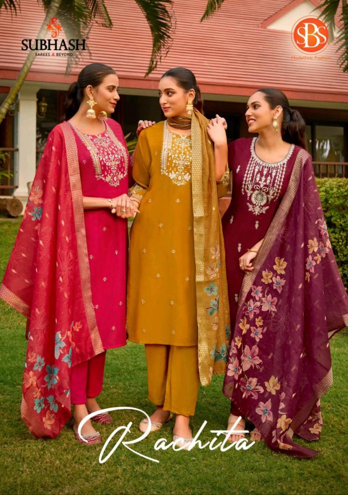 SBS RACHITA CHINON SILK STYLISH FULLY STITCH SUIT FOR WOMENS 