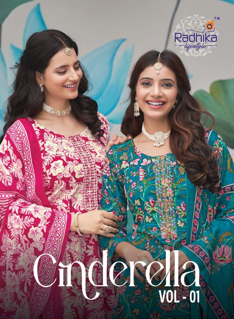 CINDRELLA VOL 1 BY RADHIKA LIFESTYLE COTTON ANARKALI STYLE BIG SIZE SUITS 