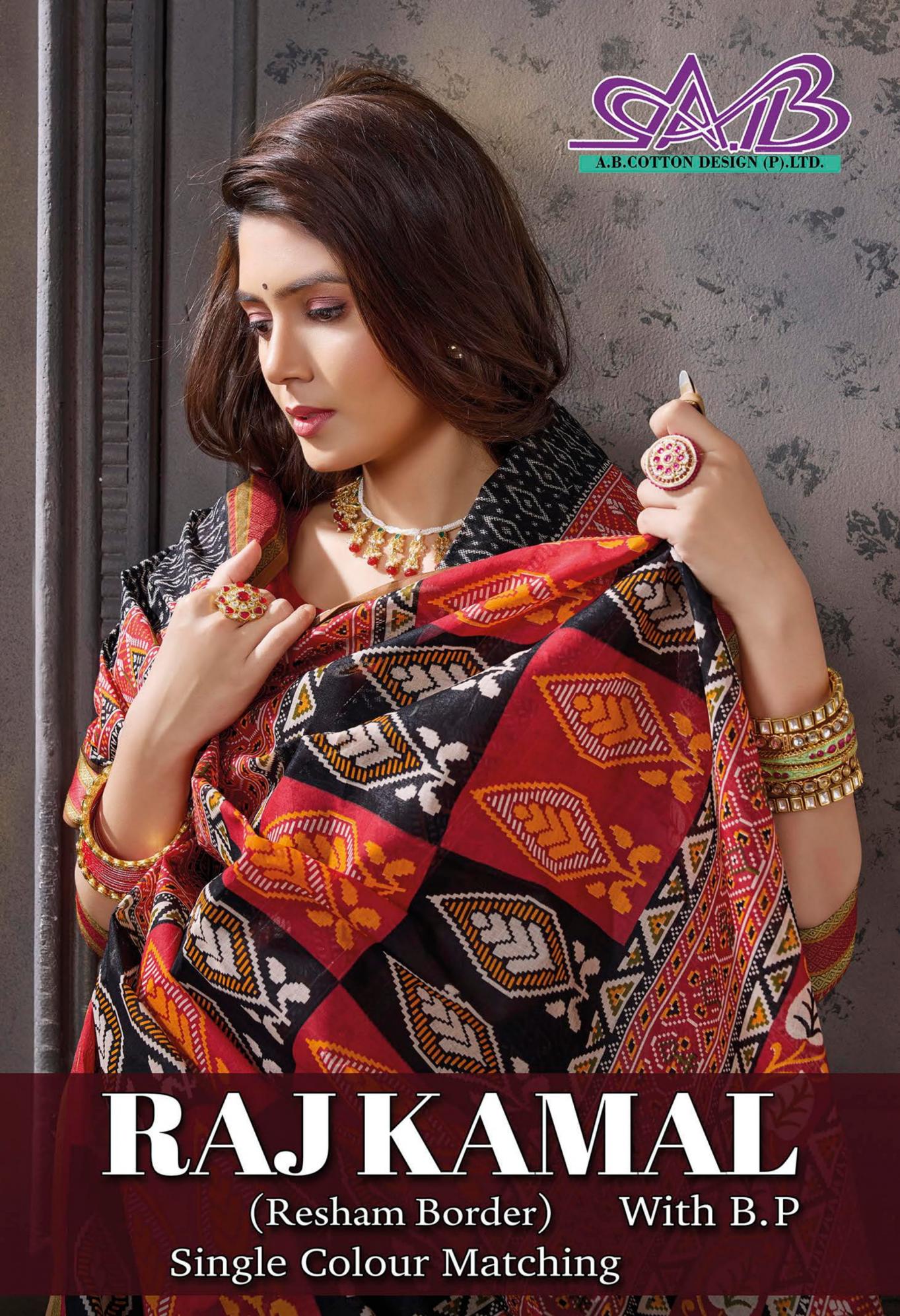AB LUNCH RAJ KAMAL RESHAM BORDER COTTON FANCY SAREES 