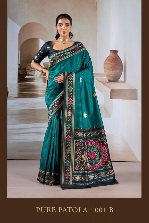 PURE PATOLA BY RAJTEX HANDLOOM WEAVING SILK SAREE FOR WOMENS 