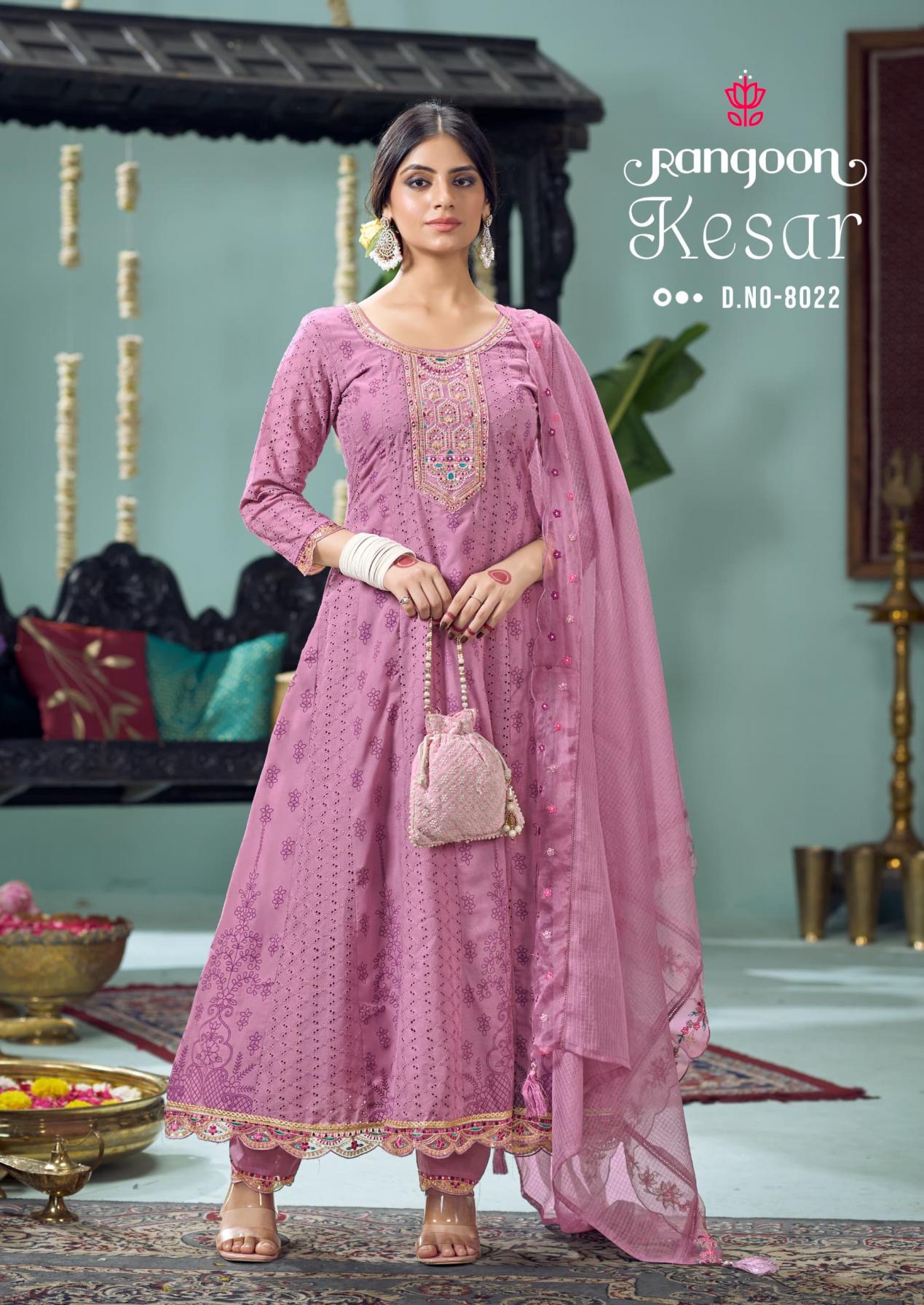 KESAR BY RANGOON FULLY STITCH COTTON ANARKALI STYLE 3PCS DRESS