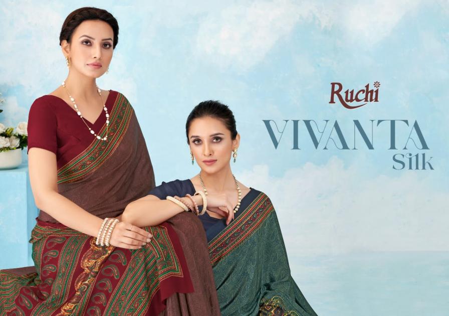VIVANTA SILK VOL 46 BY RUCHI SILK CREPE NEW DESIGN SAREE 2025