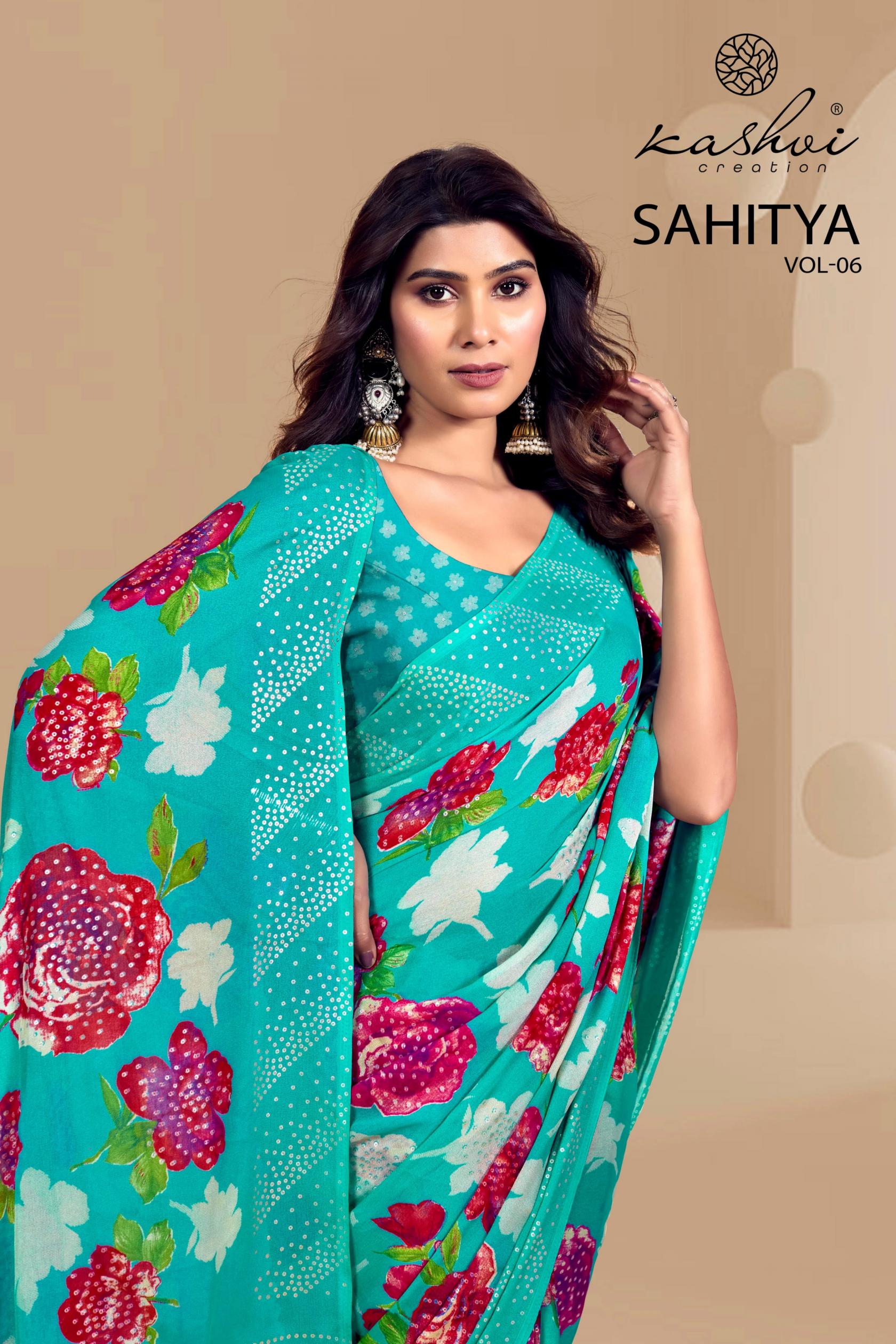 KASHVI CREATION SAHITYA VOL 6 DULL MOSS FANCY SAREE WHOLESALER 