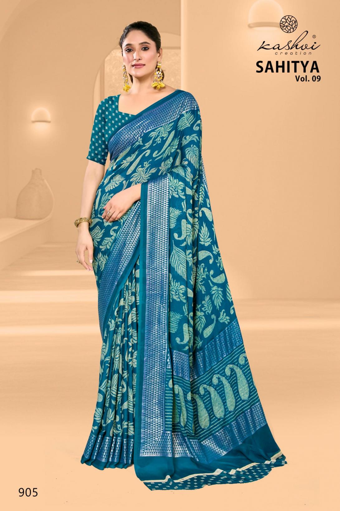 KASHVI CREATION SAHITYA VOL 9 DULL MOSS FANCY SAREE FOR WOMENS