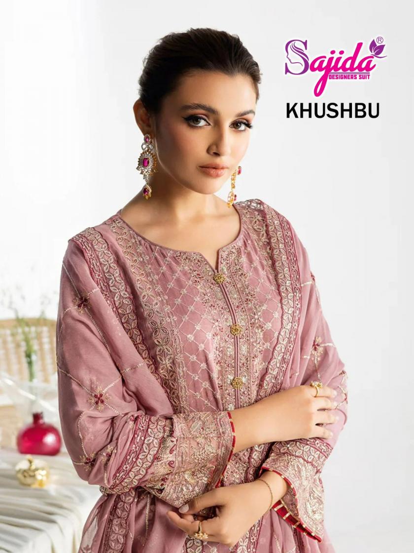 khushbu sajida designer 1030-1032 full stitch georgette plus size pakistani 3pcs dress