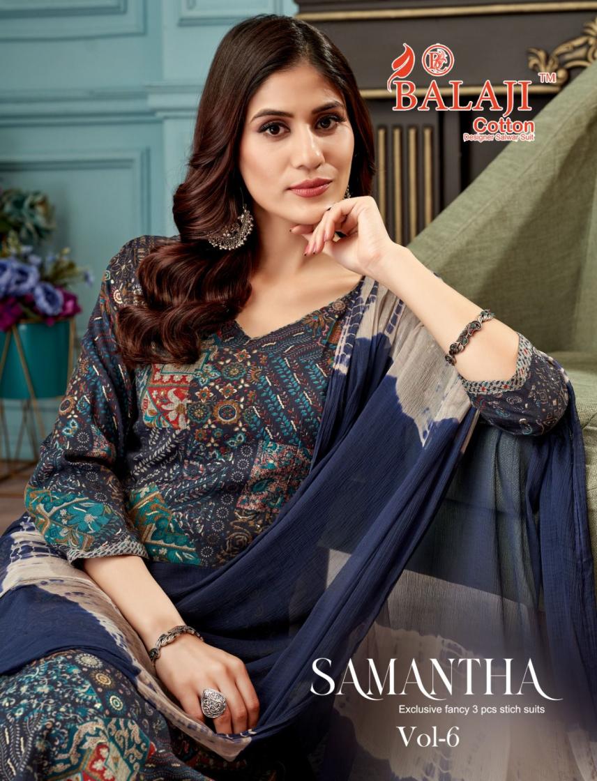 BALAJI COTTON SAMANTHA VOL 6 FULLY STITCH CAPSULE RAYON SUITS ONLINE 