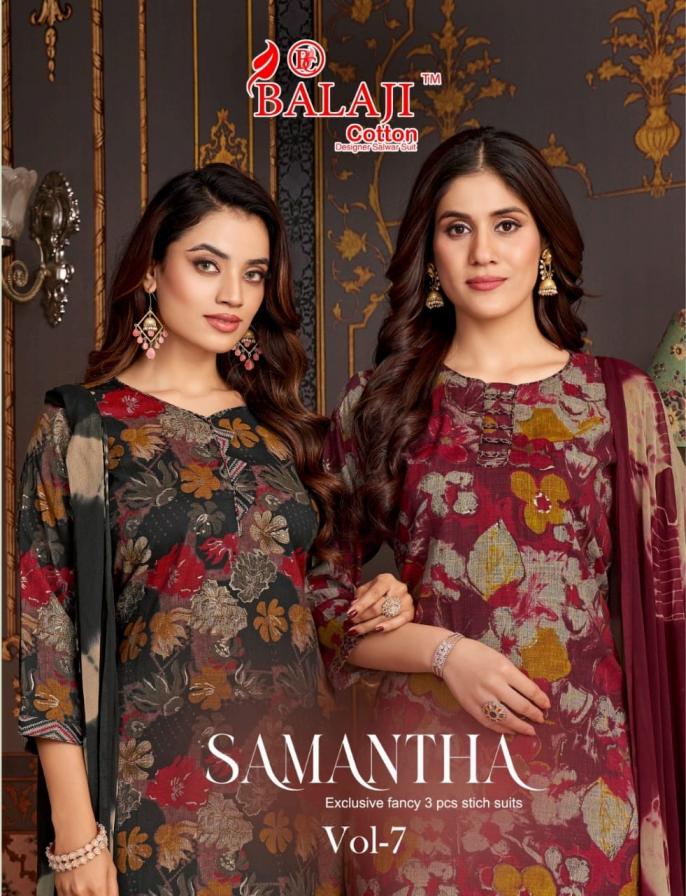 BALAJI SAMANTHA VOL 7 HIT DESIGN FULL STITCH CAPSULE RAYON PRINTED SUITS 