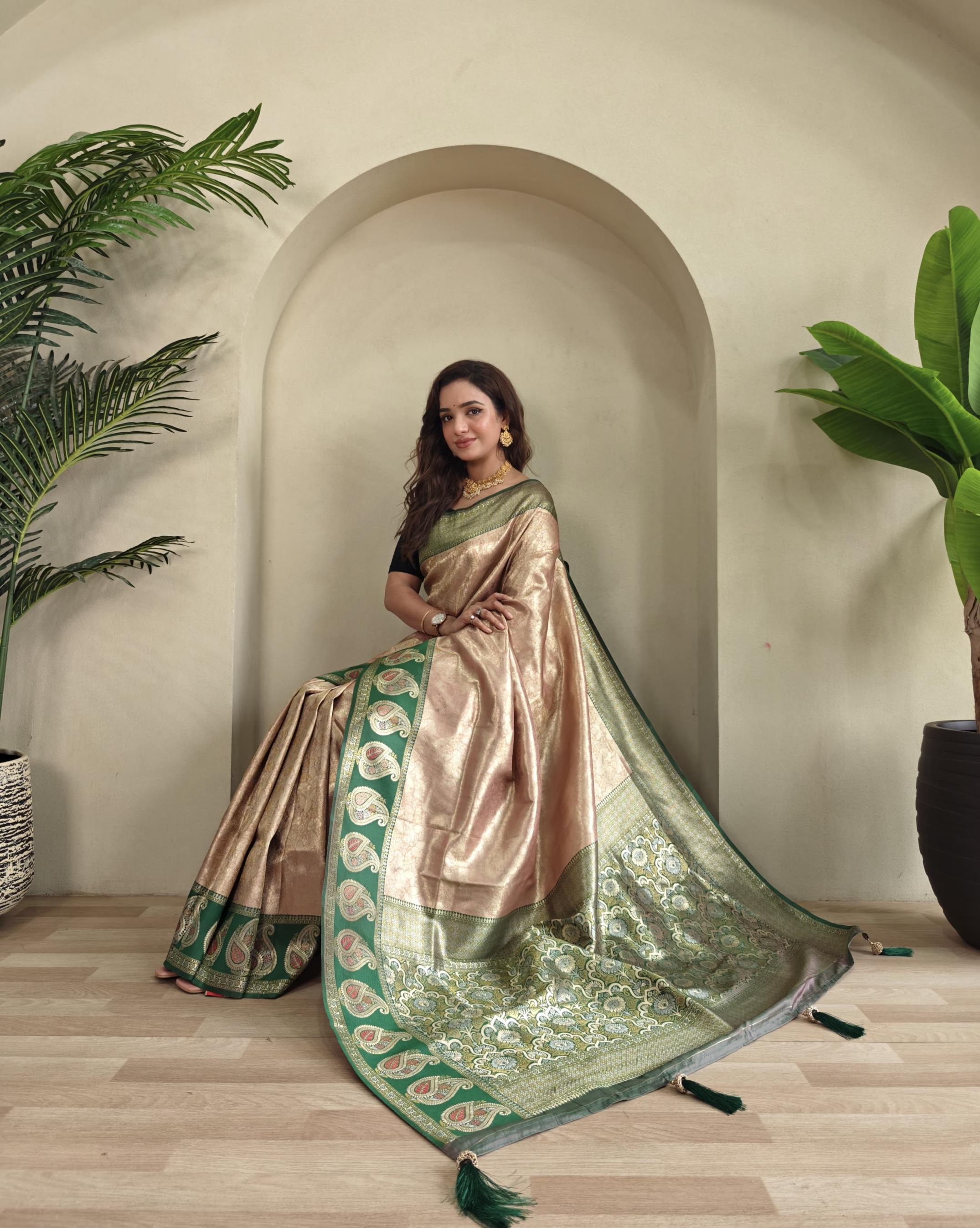 SAMISHA ZARI KANCHI SILK FASHIONABLE SAREE EXPORTS 
