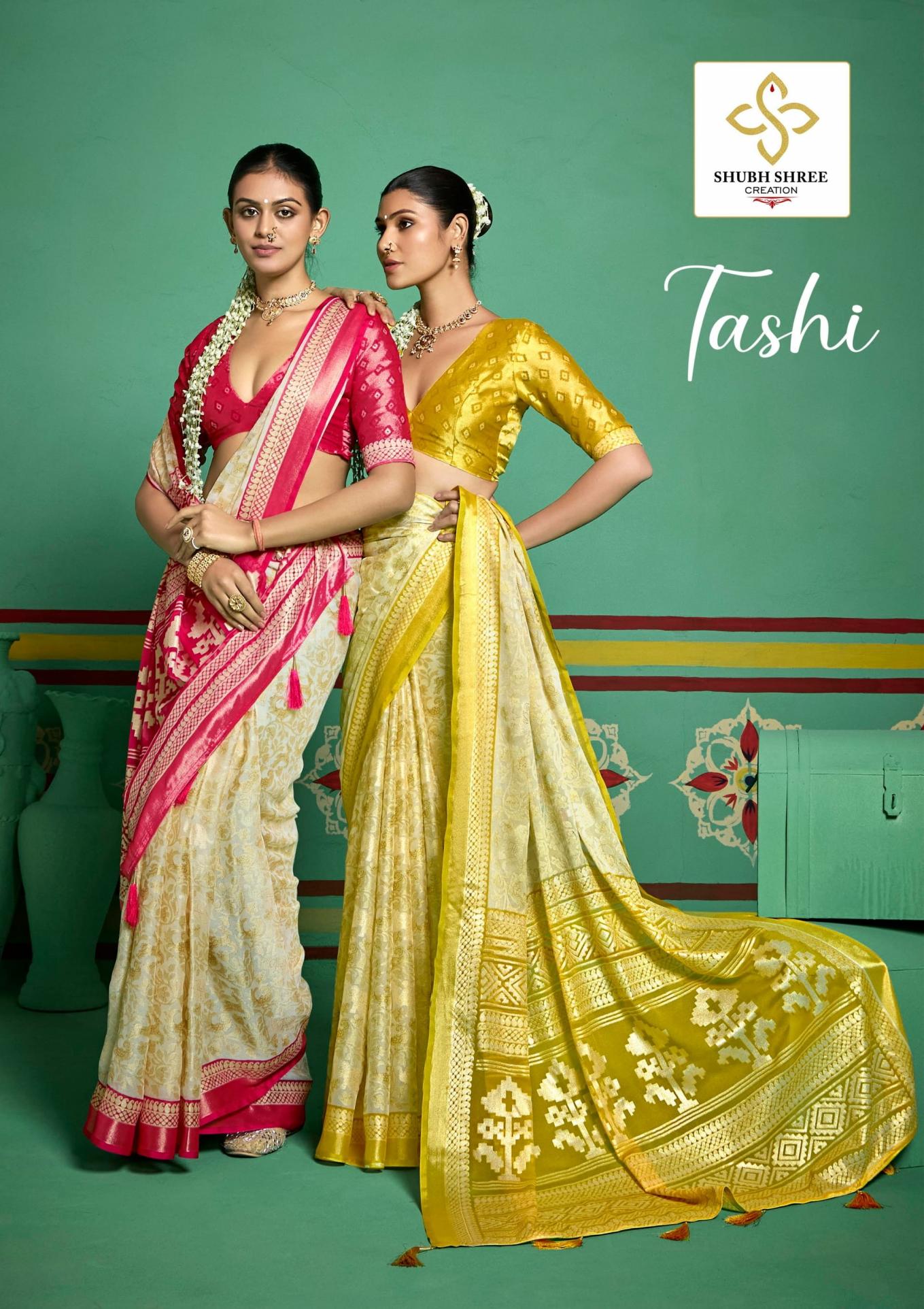 TASHI VOL 1 BY SHUBH SHREE CREATION ZENI BRASSO NEW DESIGN SAREE 2025