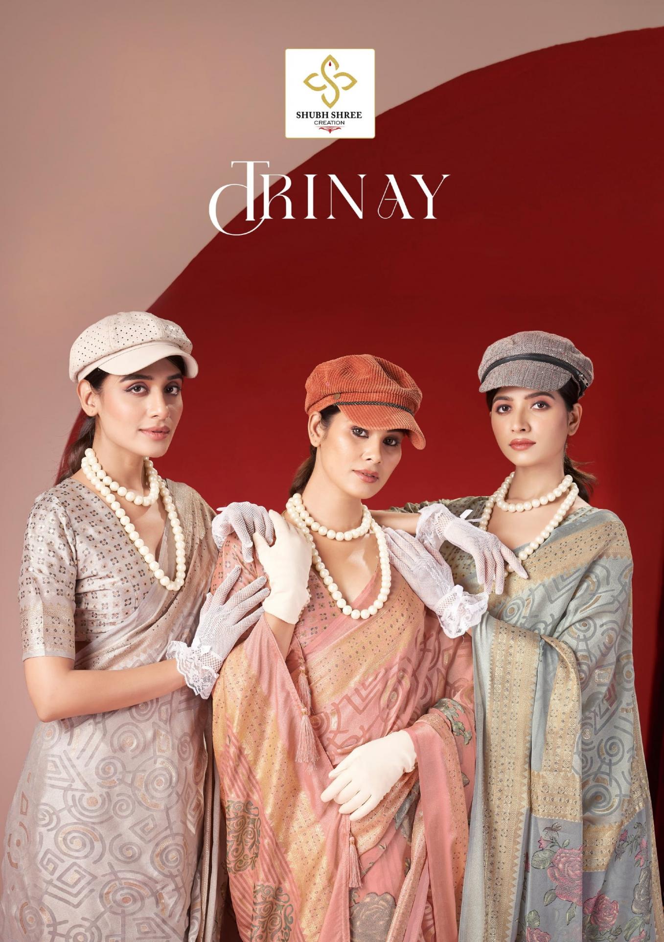 TRINAY BY SHUBH SHREE CREATION DULL MOSS BRASSO STYLISH SAREES FOR WOMENS 