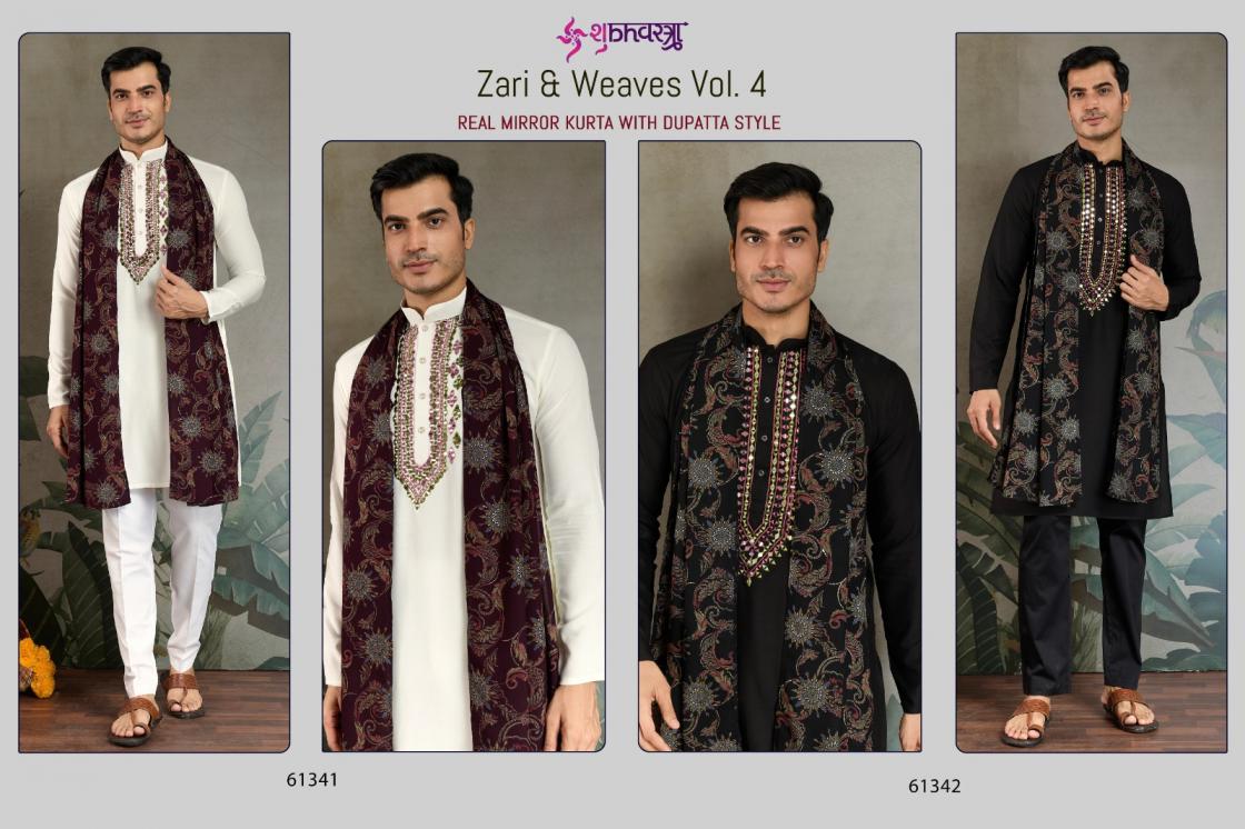ZARI & WEAVES VOL 4 BY SHUBHVASTRA VISCOSE RAYON FULL STITCH BEST MENS KURTA ONLNE 