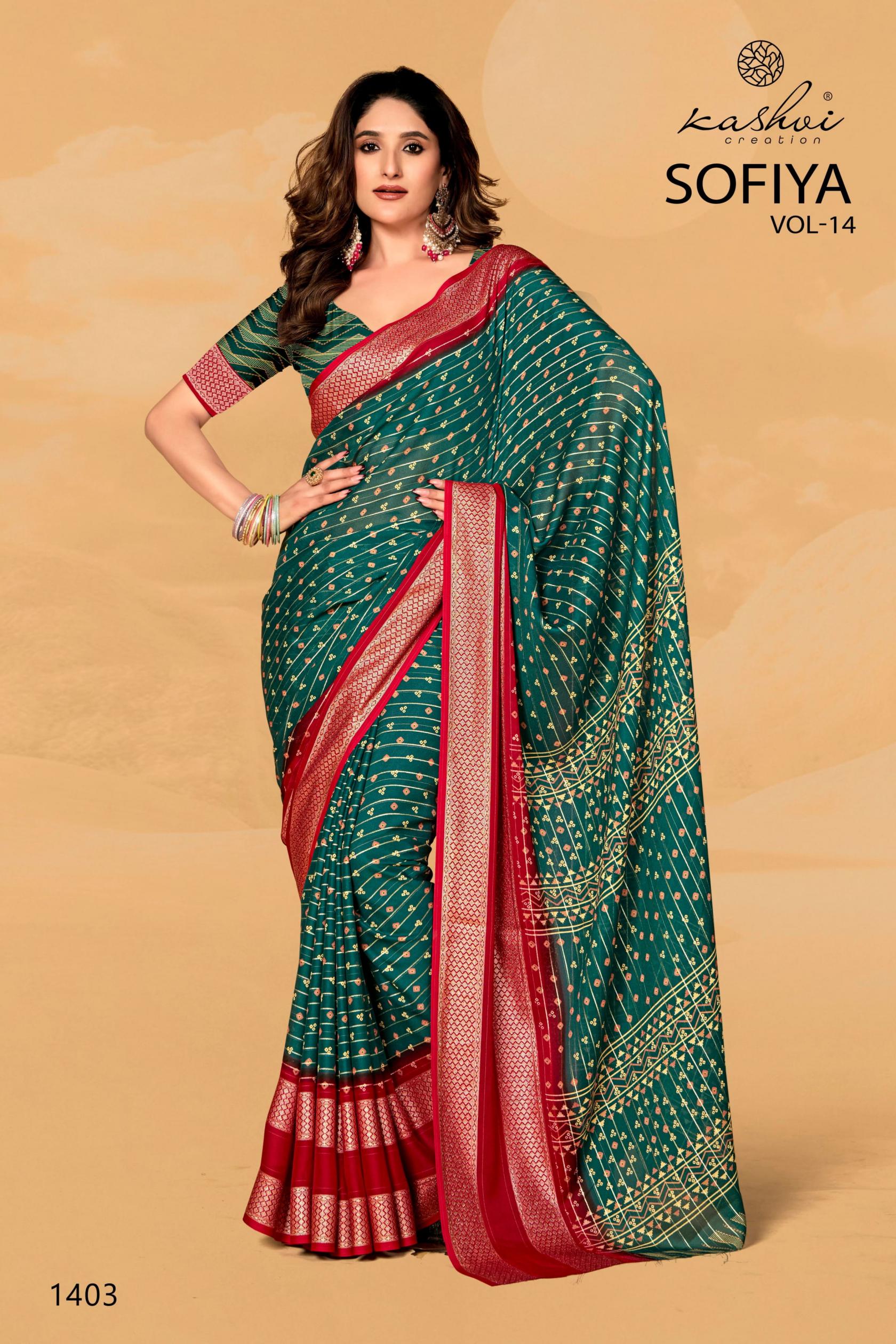 KASHVI CREATION SOFIYA VOL 14 ELEGANT STYLE DULL MOSS SAREES