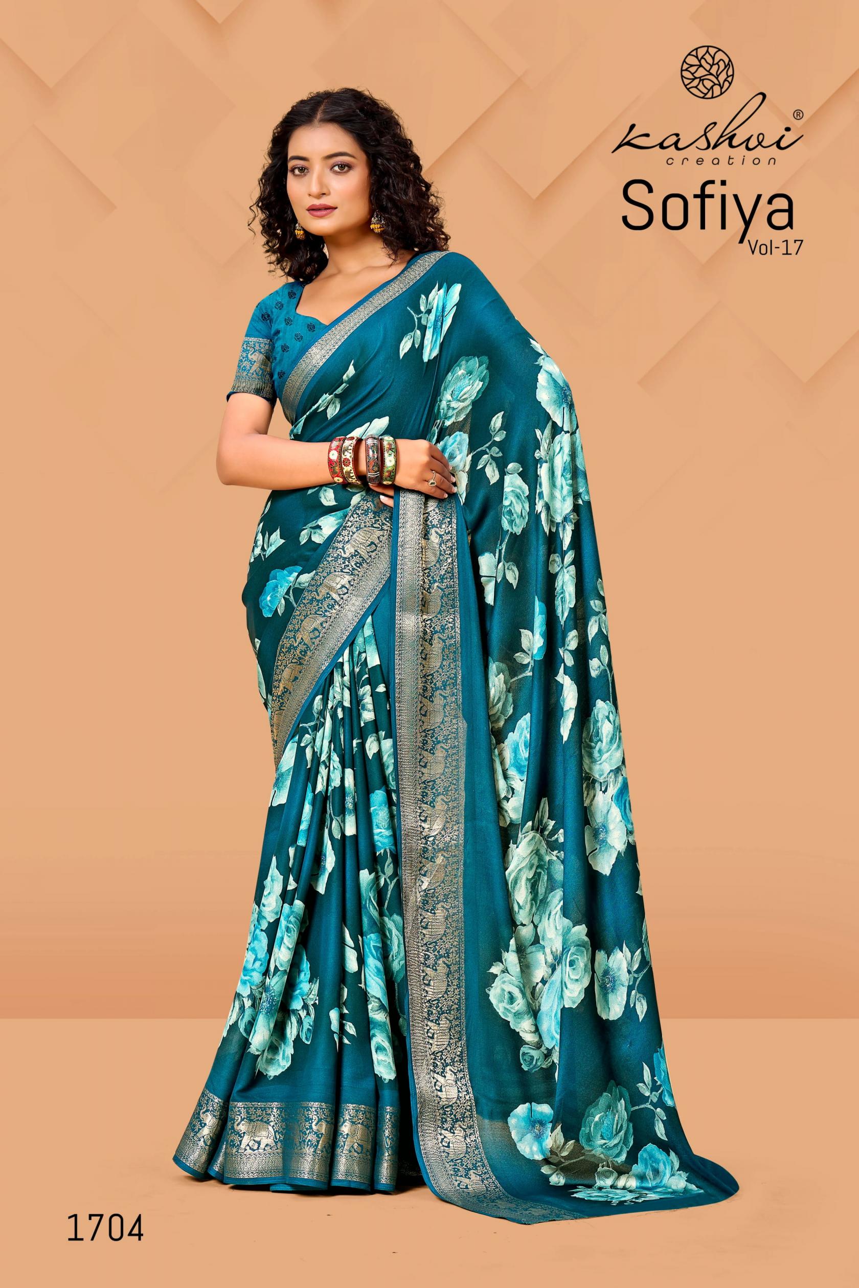 KASHVI CREATION SOFIYA VOL 17 BEAUTIFUL DULL MOSS SAREE ONLINE 
