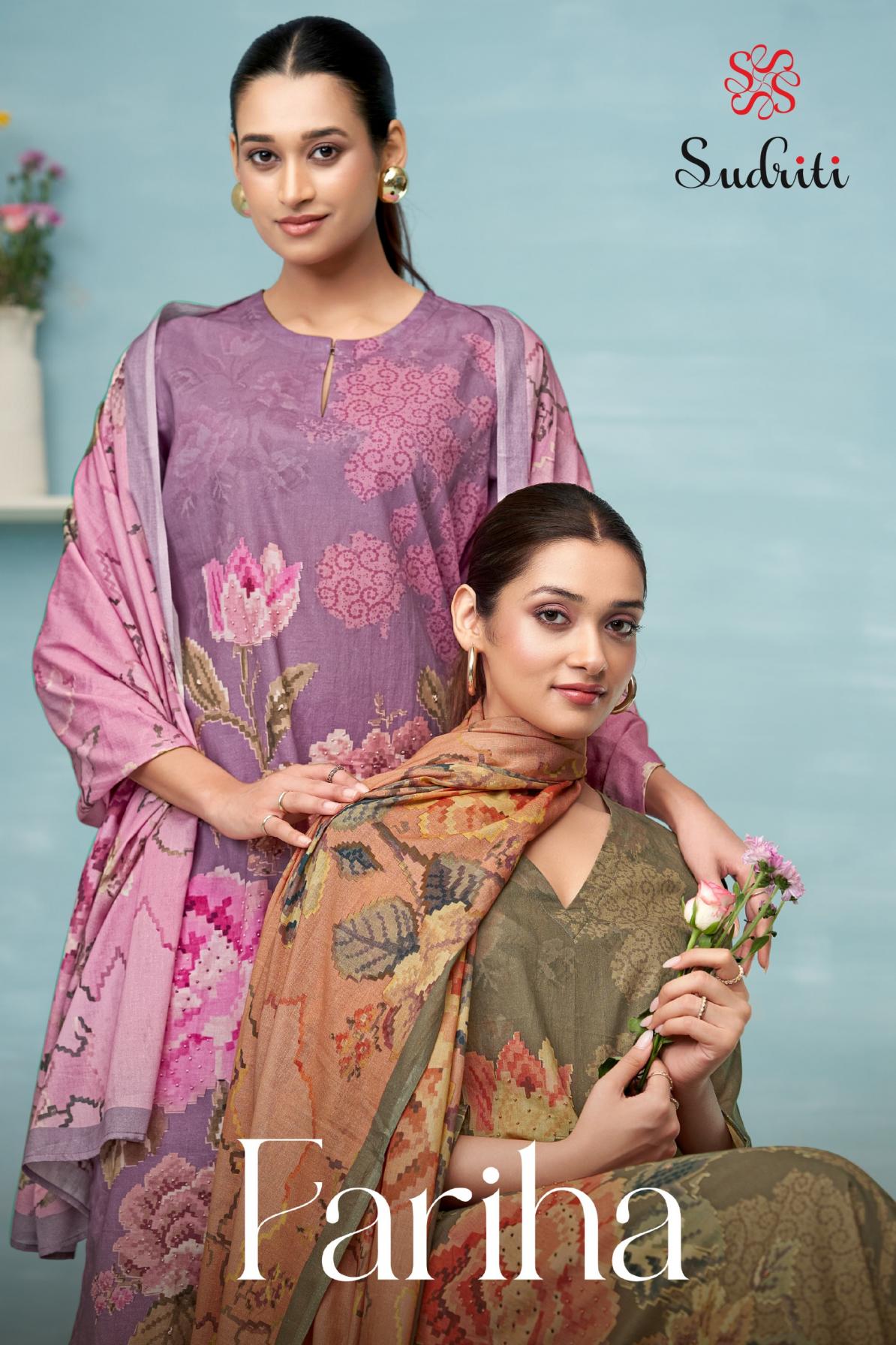 FARIHA BY SUDRITI COTTON LAWN PRETTY LOOK UNSTITCH 3PCS DRESS