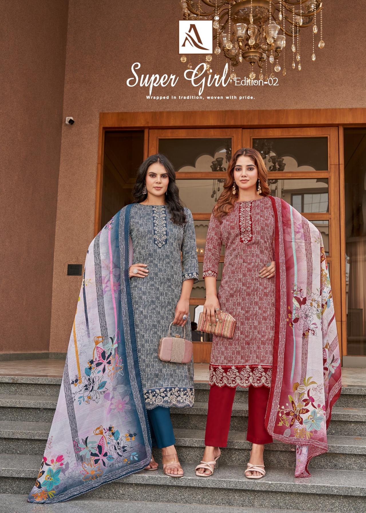 ALOK SUPER GIRL 2 JAM COTTON FULL STITCH PLUS SIZE PAKISTANI 3PCS DRESS