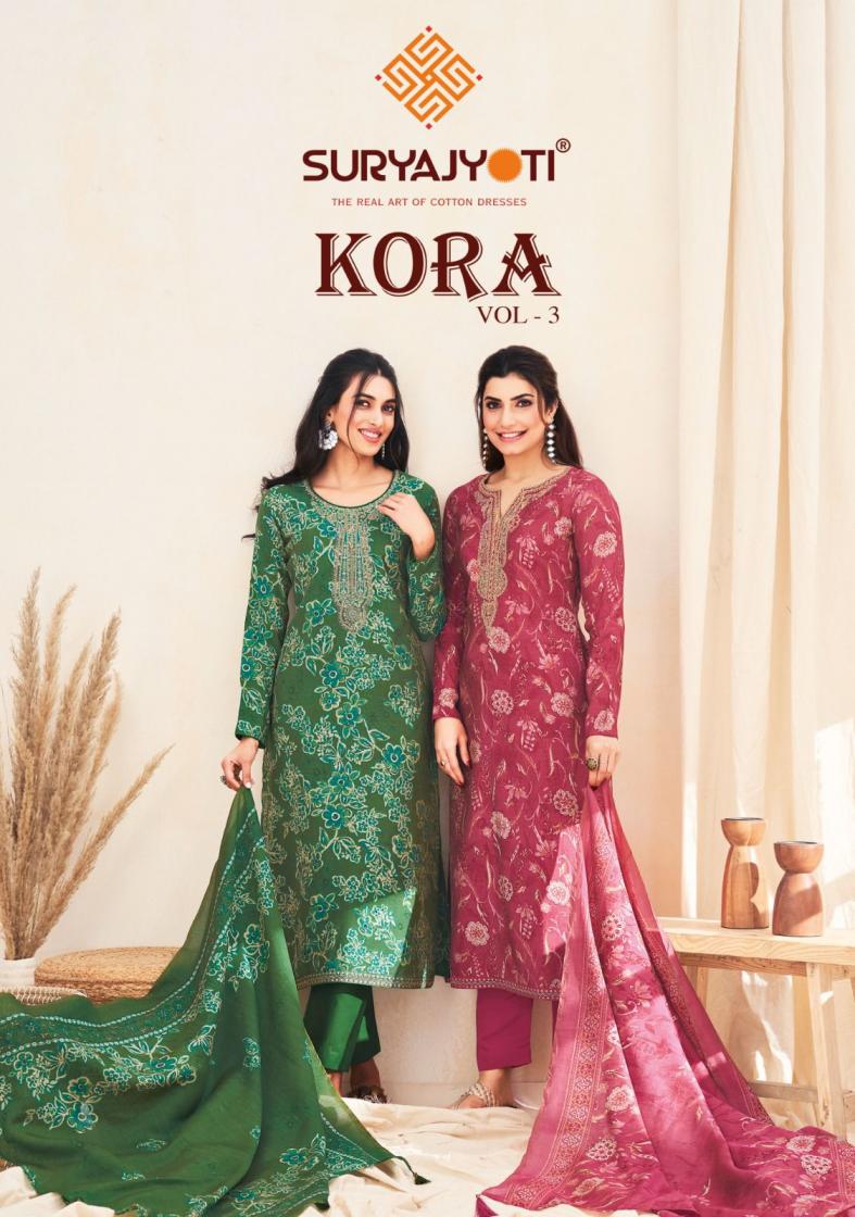 KORA VOL 3 BY SURYJYOTI MODAL PRINT UNSTITCH 3PCS DRESS   