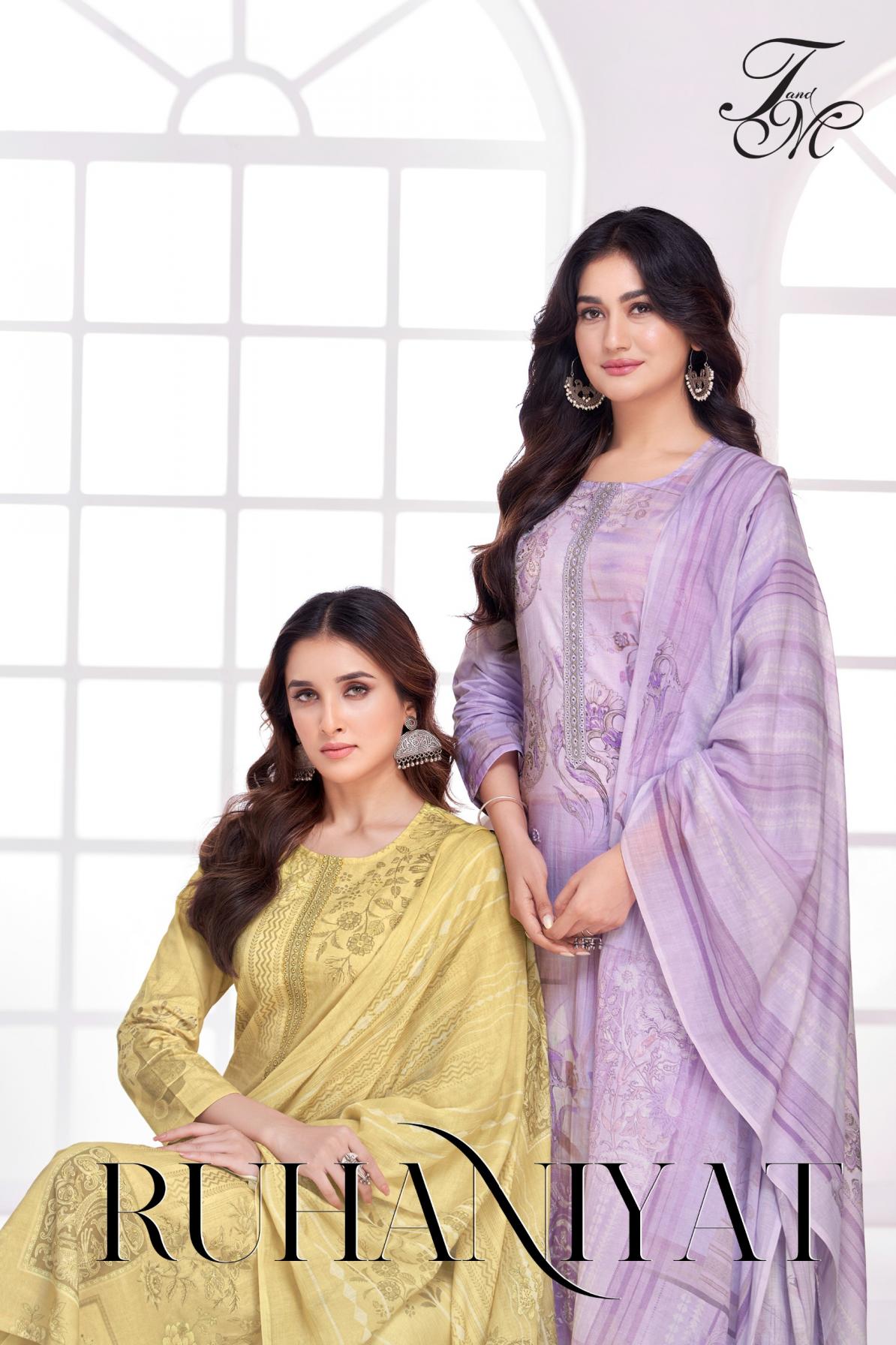 RUHANIYAT BY T&M PRETTY LOOK LAWN COTTON UNSTITCH 3PCS DRESS