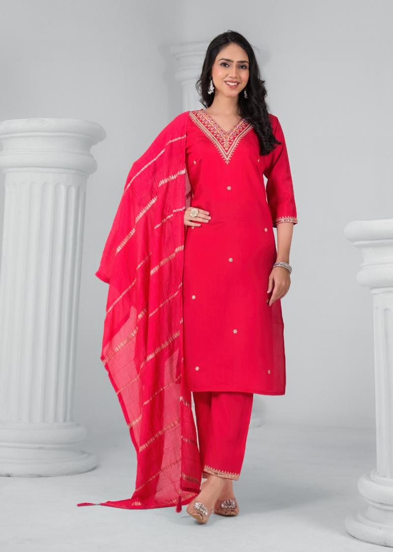 TANISHA VOL 23 FULLY STITCH STYLISH CHANDERI SUIT FOR WOMENS 