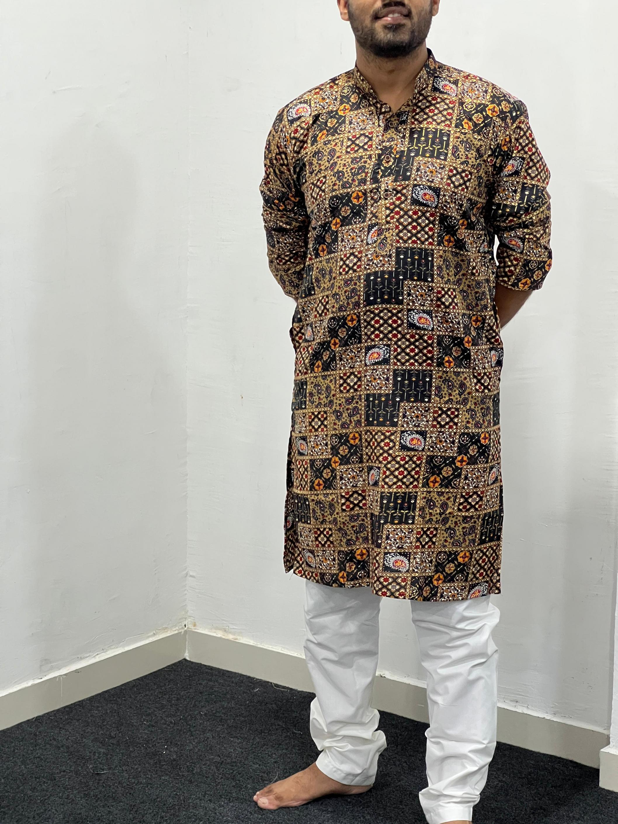 VASTRA POPULAR DESIGN FULL STITCH RAYON PRINTED MENS KURTA 