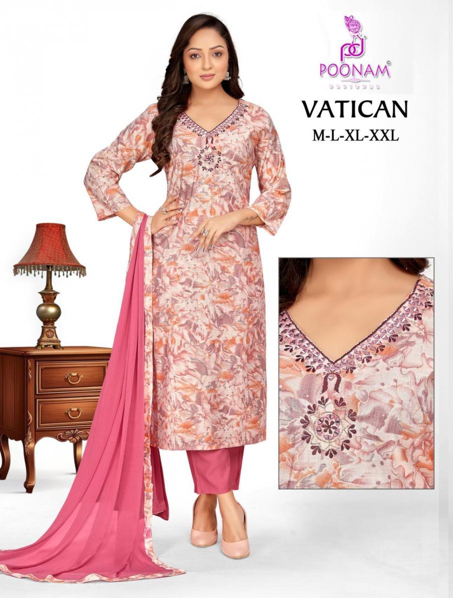 POONAM DESIGNER VATICAN READYMADE VATICAN PRINT STYLISH 3PCS DRESS