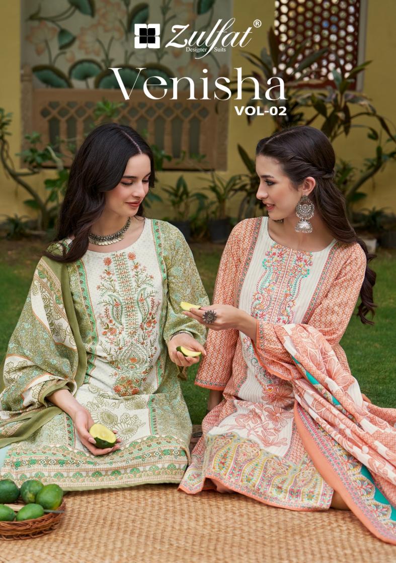 ZULFAT DESIGNER VENISHA VOL 2 COTTON MODERN PAKISTANI BIG SIZE 3PCS DRESS