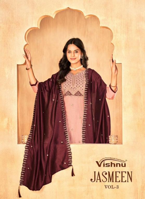 JASMEEN VOL 3 BY VISHNU VICHITRA SILK ELEGANCE FULL STITCH 3PCS DRESS