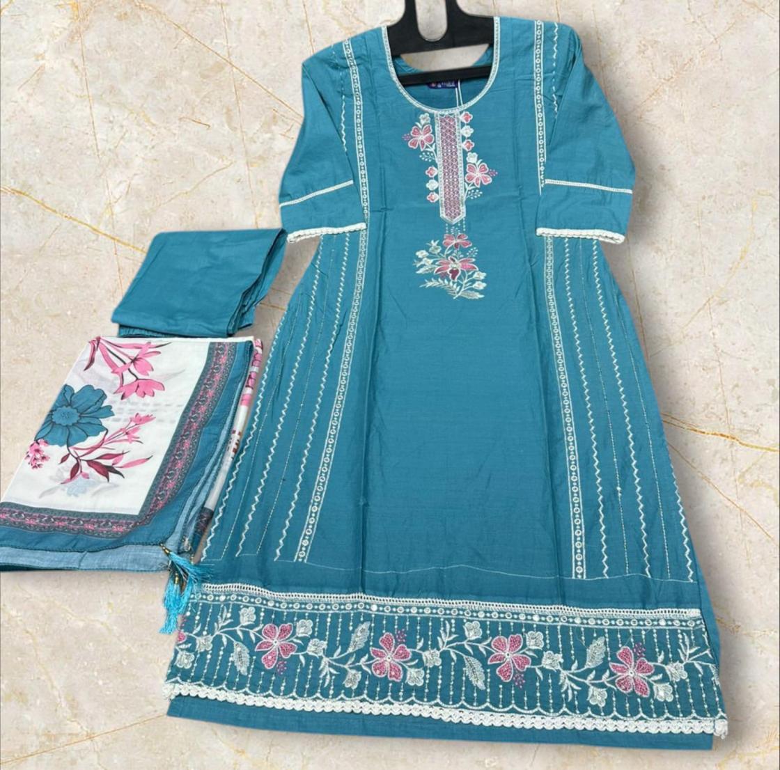 ADA BY VITARA FASHION COTTON TRADITIONAL FULL STITCH COMBO 3PCS DRESS