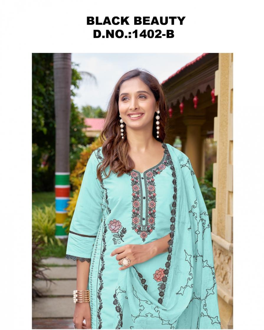 BLACK BEAUTY BY VITARA FASHION ROMAN SILK READYMADE STYLISH COMBO SET SUITS 