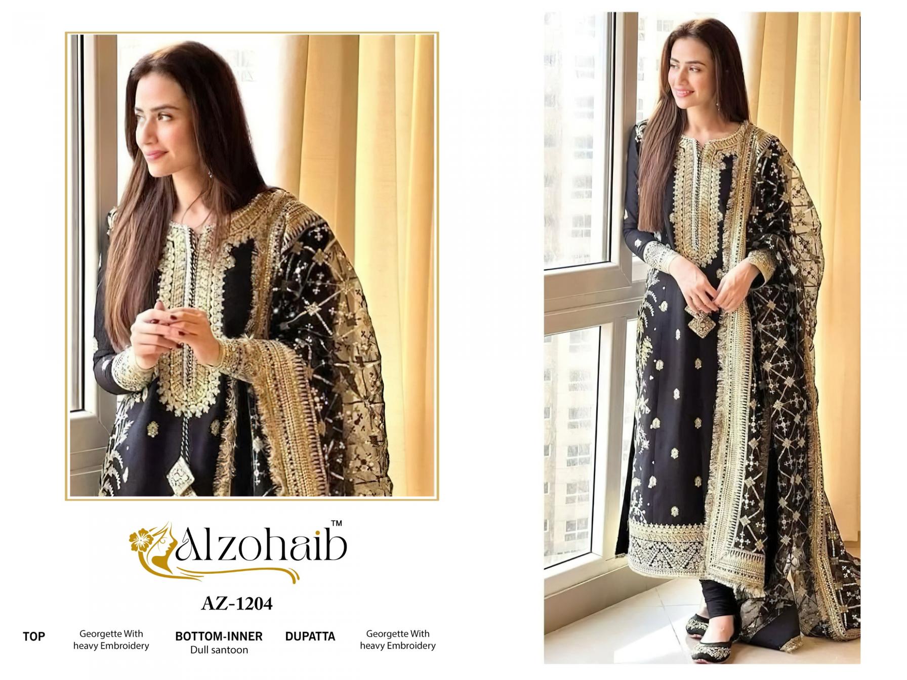 ALZOHAIB 1205 SHOP TRENDY GEORGETTE PAKISTANI 3PCS DRESS 