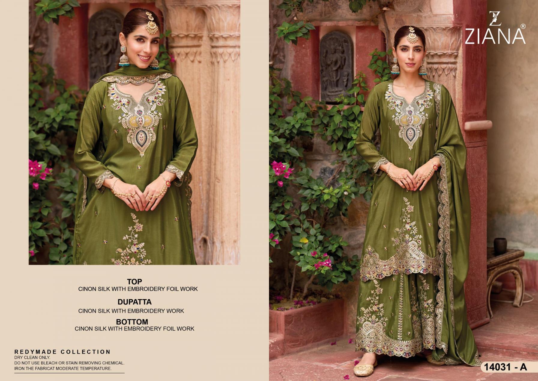 ZIANA 14031 CHINON SILK ATTRACTIVE READYMADE COMBO PLAZZO PAKISTANI DRESS
