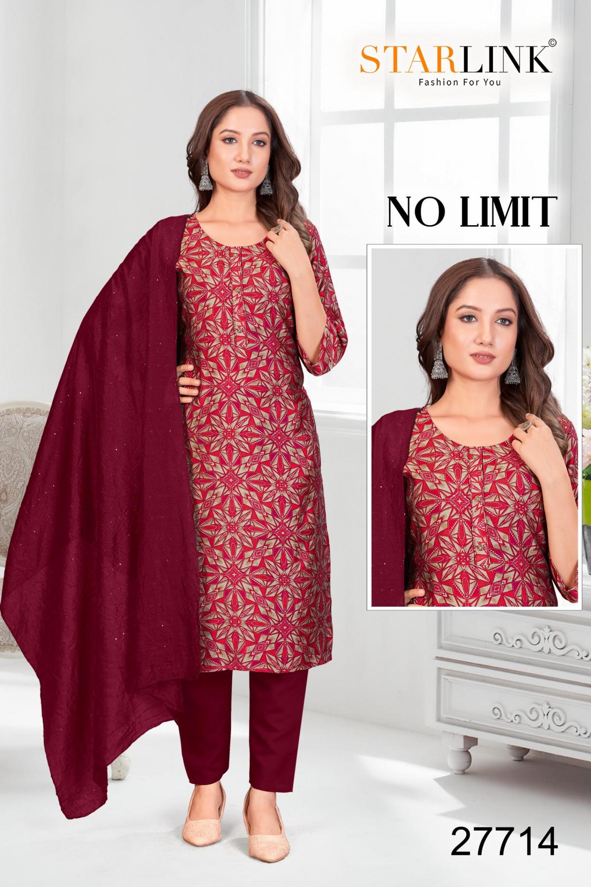 STARLINK 27701-27725 MODAL FOIL PRINT FULL STITCH STYLISH COMBO SUIT FOR WOMENS 