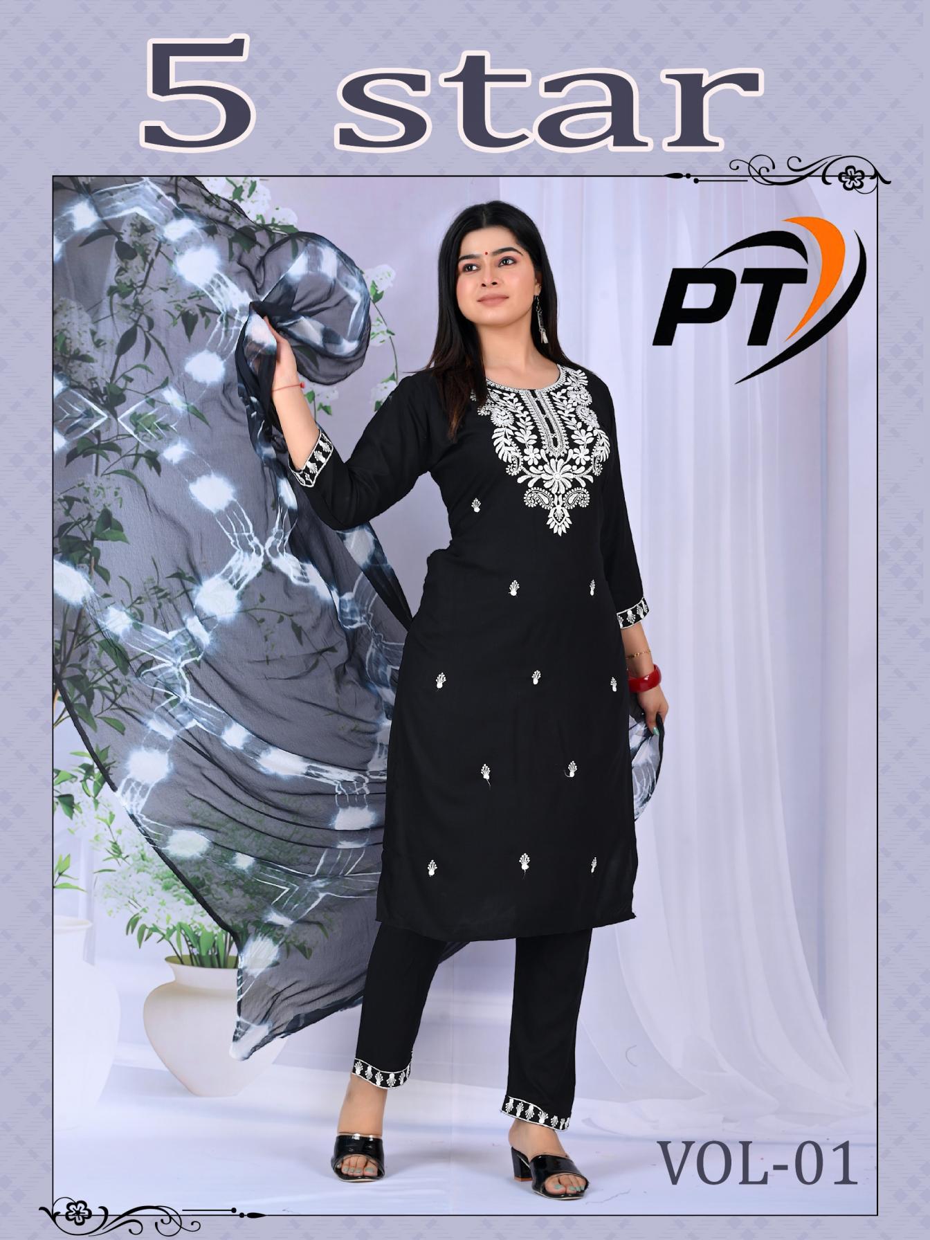 5 STAR VOL 1 BY PADMAVATI TEXTILE FULL STITCH 3PCS ELEGANT DRESS 