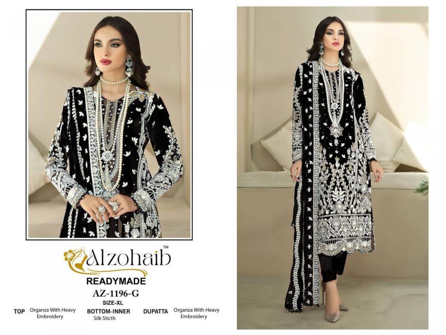 ALZOHAIB AAFA READYMADE 1196 ORGANZA SHOP TRENDY PAKISTANI SUITS 