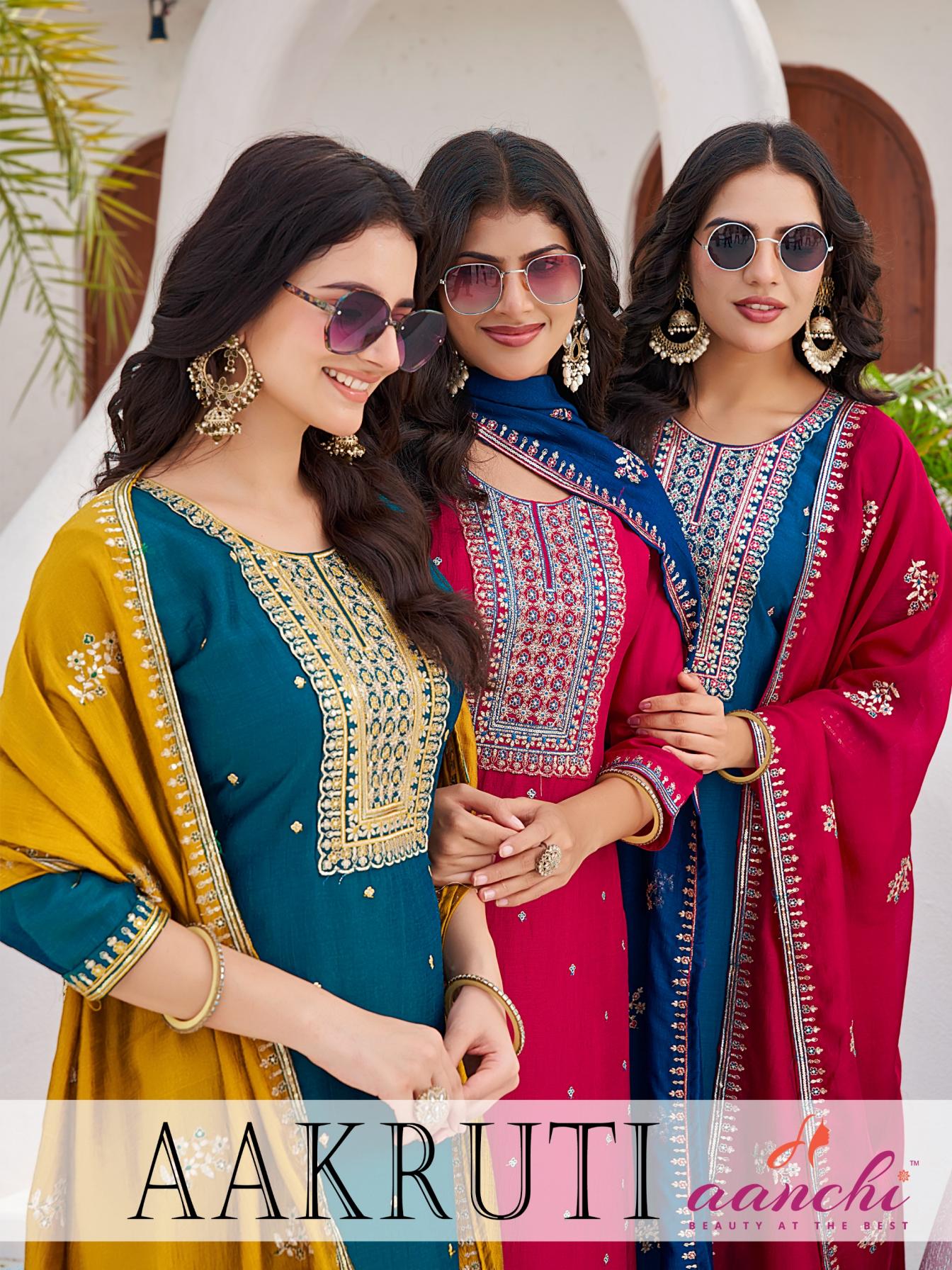 AAKRUTI BY AANCHI FANCY VICHITRA SILK FULLSTITCH 3PCS SET 