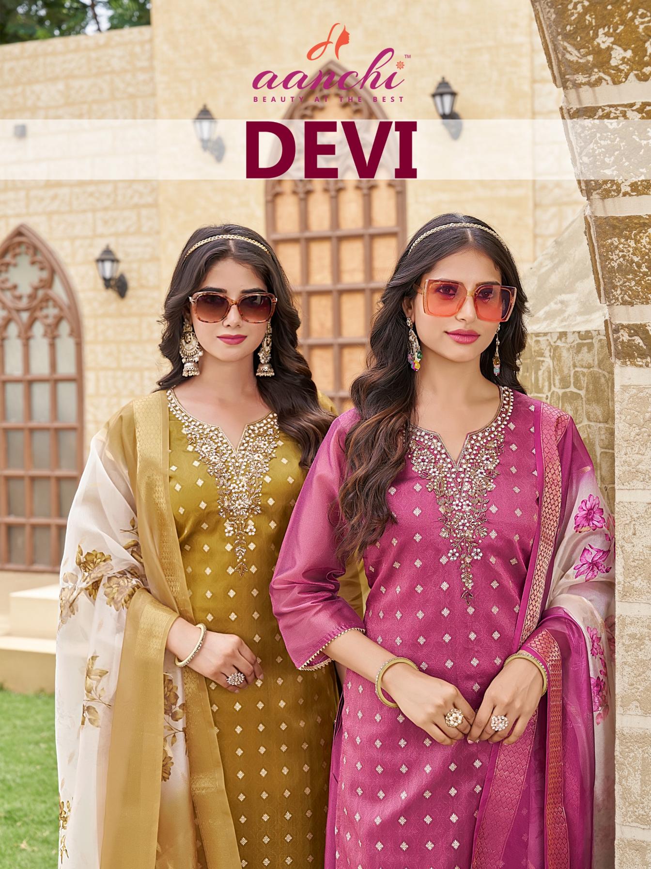 DEVI BY AANCHI AMAZING FULL STITCH SHIMMER JACQUARD SUIT FOR WOMENS 
