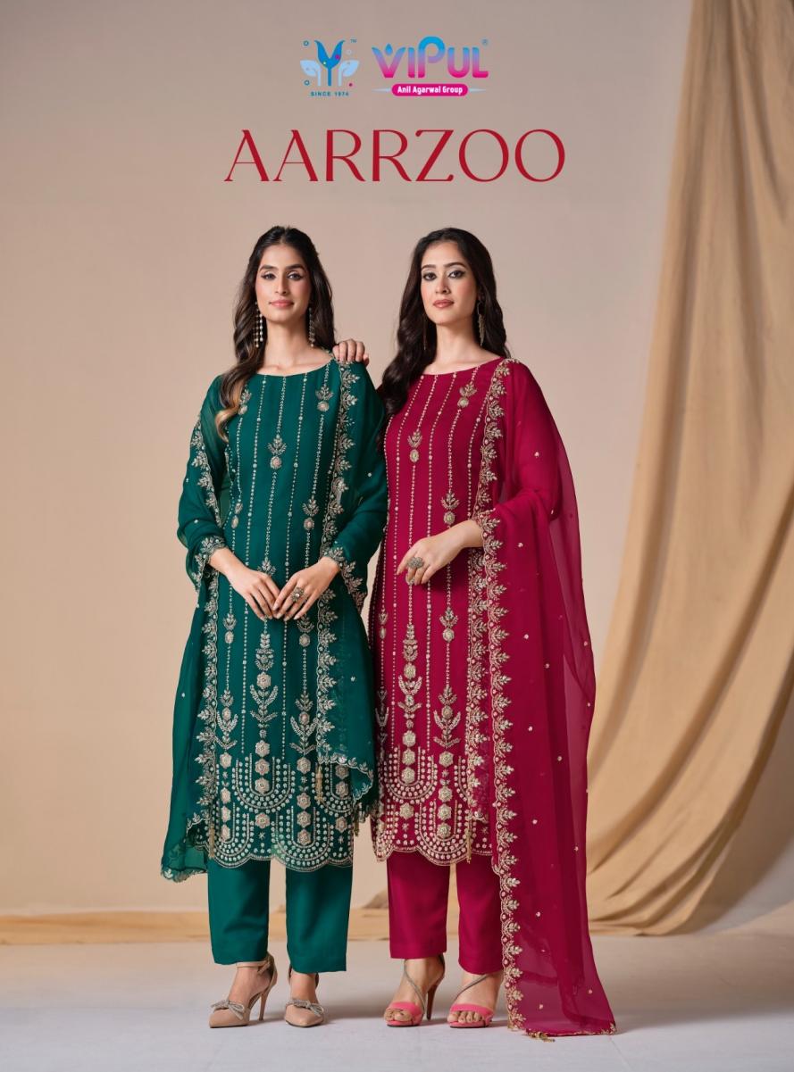 VIPUL FASHION AARRZOO DESIGNER CHIFFON UNSTITCH 3PCS DRESS
