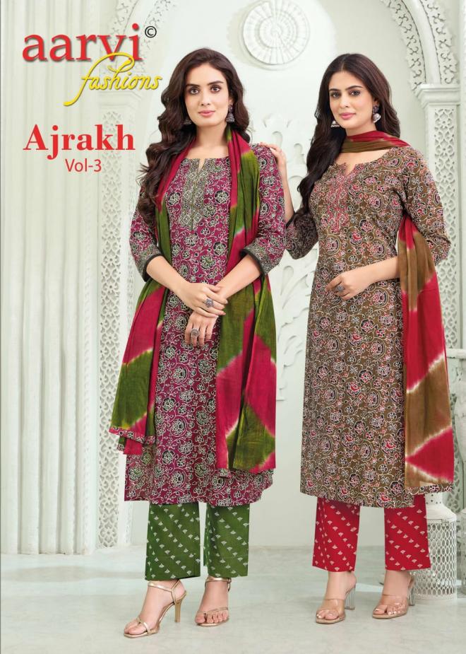 AJRAKH VOL 3 BY AARVI FASHION COTTON DAILY WEAR SALWAR KAMEEZ 