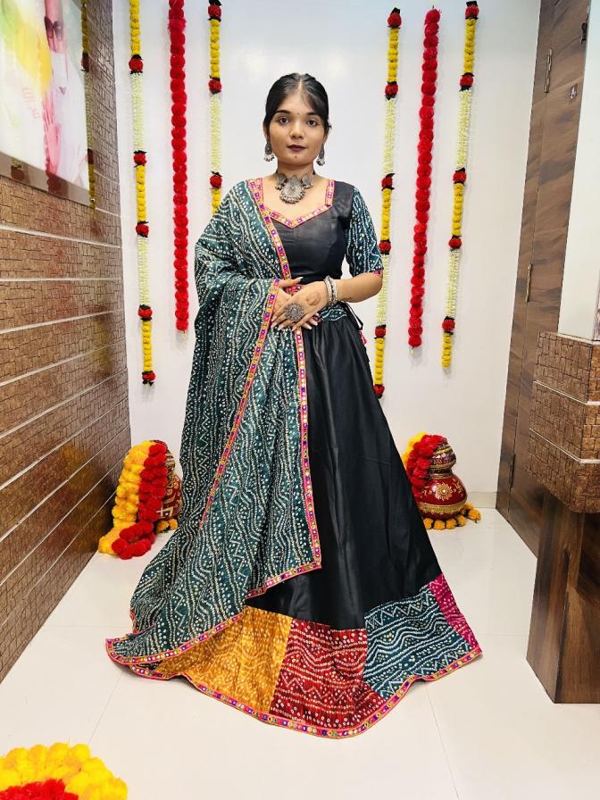 RAJWADI VOL 7 BY AAWIYA COTTON SILK 7040 NAVRATRI LEHENGA BLOUSE WITH DUPATTA 